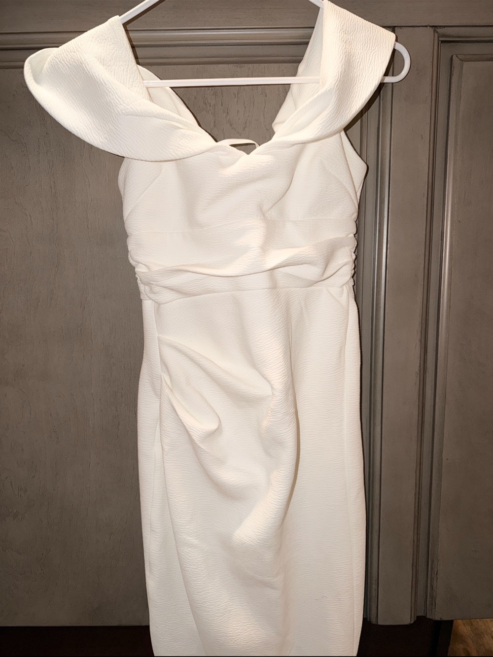 Billy J Ivory Strapless Folded Collar Cocktail Dress